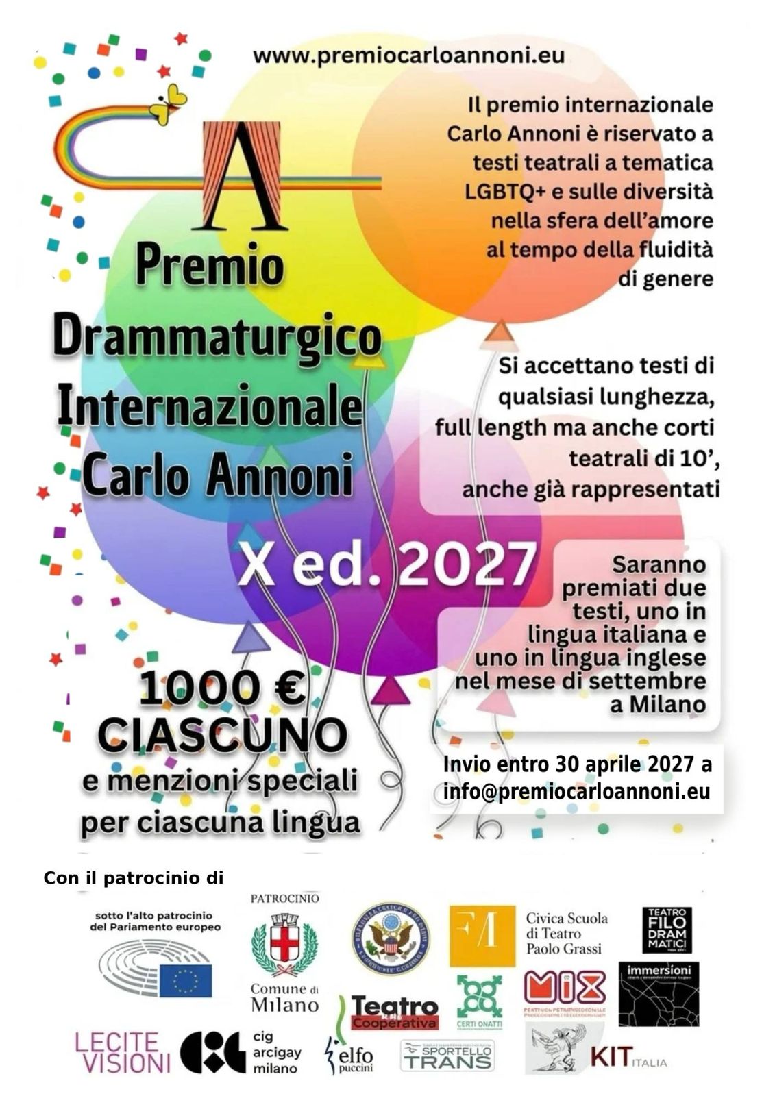 Premio Internazionale di Drammaturgia Carlo Annoni 2027